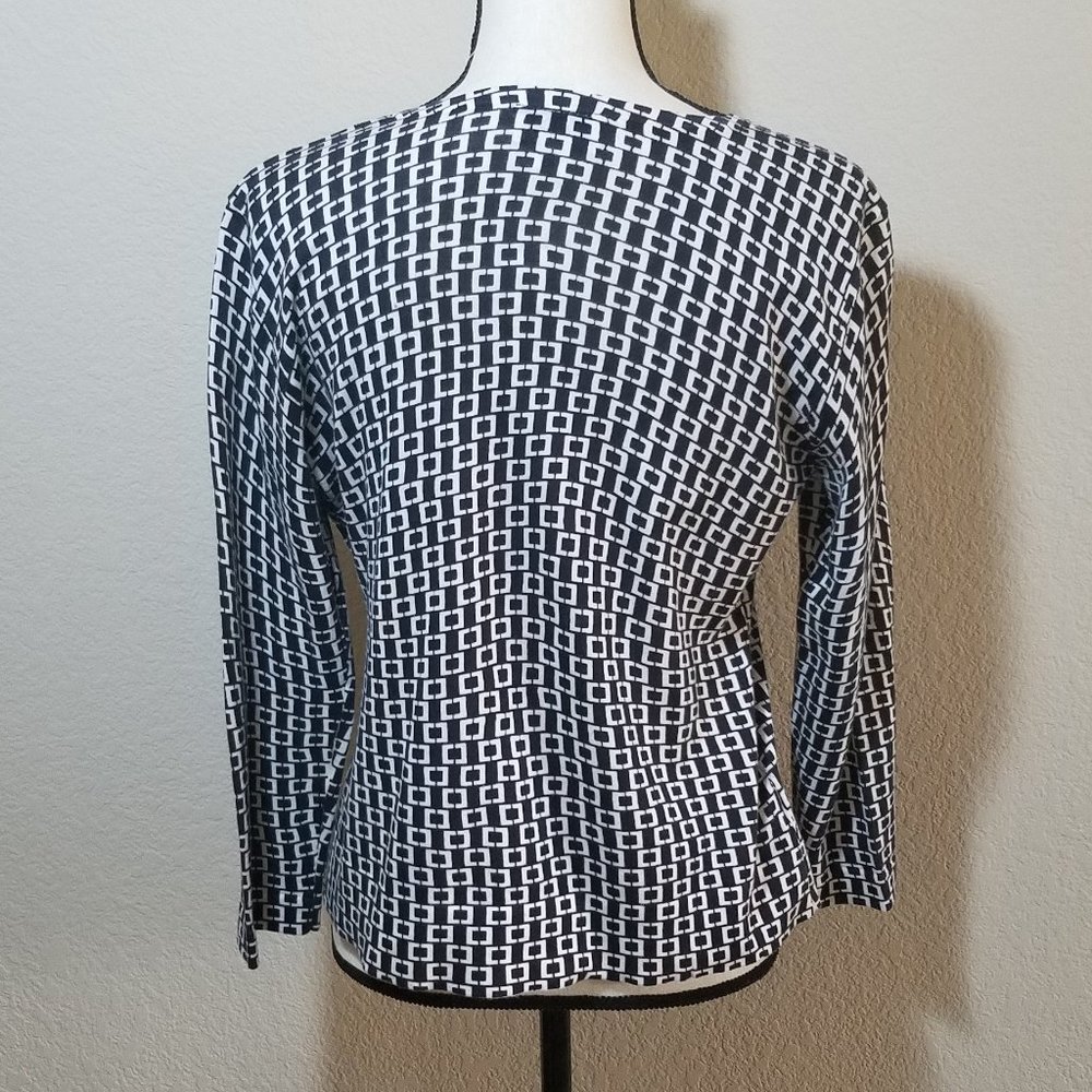 ANN TAYLOR LOFT BLACK WHITE CARDIGAN SWEATER MED - Picture 4 of 5